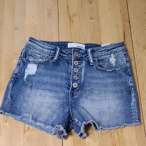 VERVET BY FLYING MONKEY Blue Jean Shorts Distressed Hem